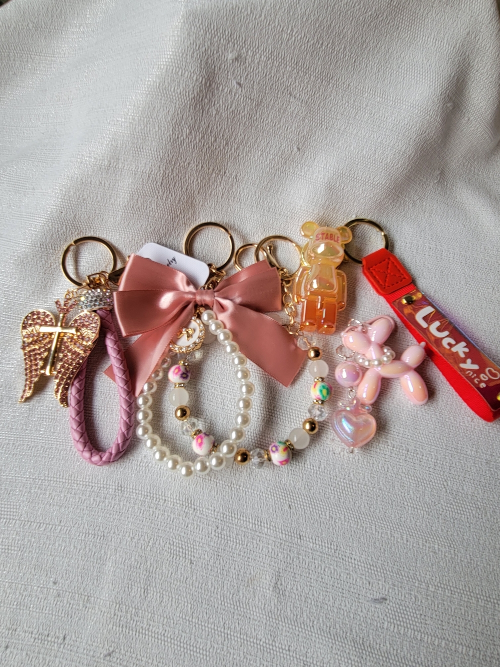Set of 5 Pink Themed Keychains/Bag Charms